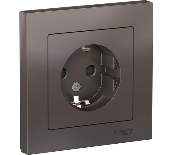Розетка Systeme Electric (Schneider Electric) AtlasDesign Мокко с/з со шторками, 16А, в сборе SE ATN000644 10 шт 13606489702127 1