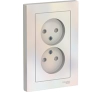 Розетка Systeme Electric (Schneider Electric) AtlasDesign Жемчуг б/з двойная, со шторками,16А, в сборе SE ATN000422 6 шт 13606489584280