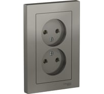 Розетка Systeme Electric (Schneider Electric) AtlasDesign Сталь б/з двойная, 16А, в сборе SE ATN000920 6 шт 13606489702998