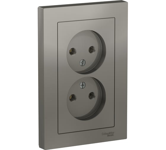 Розетка Systeme Electric (Schneider Electric) AtlasDesign Сталь б/з двойная, 16А, в сборе SE ATN000920 6 шт 13606489702998 1