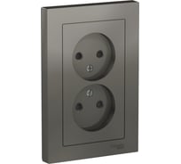 Розетка Systeme Electric (Schneider Electric) AtlasDesign Сталь б/з двойная, со шторками,16А, в сборе SE ATN000922 6 шт 13606489703001