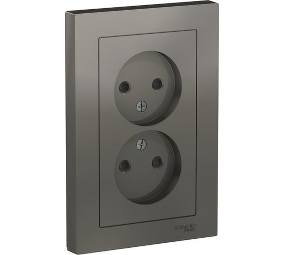 Розетка Systeme Electric (Schneider Electric) AtlasDesign Сталь б/з двойная, со шторками,16А, в сборе SE ATN000922 6 шт 13606489703001 1