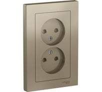 Розетка Systeme Electric (Schneider Electric) Atlasdesign двойная без заземления со шторками,16а, в сборе, шампань ATN000522 6 шт 13606489584679