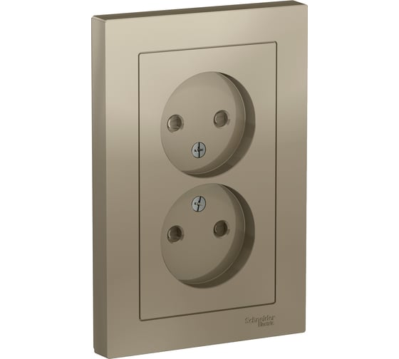 Розетка Systeme Electric (Schneider Electric) Atlasdesign двойная без заземления со шторками,16а, в сборе, шампань ATN000522 6 шт 13606489584679 1