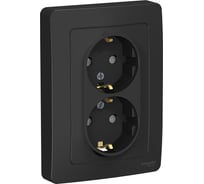 Розетка Systeme Electric (Schneider Electric) Blanca внутр Антрацит 2-ая с/з со шторками, 16А, 250В SE BLNRS001126 6 шт 13606481195637