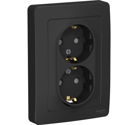 Розетка Systeme Electric (Schneider Electric) Blanca внутр Антрацит 2-ая с/з со шторками, 16А, 250В SE BLNRS001126 6 шт 13606481195637 1