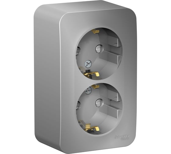 Розетка Systeme Electric (Schneider Electric) Blanca наруж Алюминий 2-ая с/з со шторками 16А, 250В SE BLNRA011213 8 шт 13606481196931 1