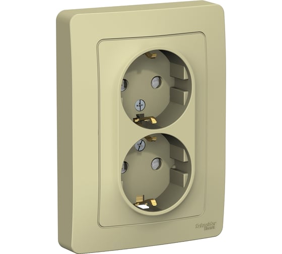 Розетка Systeme Electric (Schneider Electric) Blanca внутр Беж 2-ая с/з со шторками, 16А, 250В SE BLNRS001127 6 шт 13606489776128 1