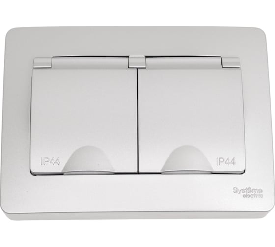 Розетка Systeme Electric (Schneider Electric) Blanca внутр Алюминий 2-ая с/з IP44 со шторками, 16А, 250В SE BLNRS441123 5 шт 13606481280142 1