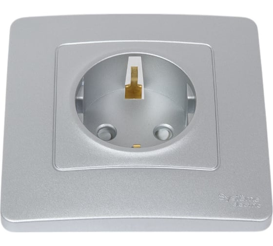 Розетка Systeme Electric (Schneider Electric) Blanca внутр Алюминий с/з со шторками, 16А, 250В SE BLNRS001113 10 шт 13606481195132 1