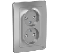 Розетка Systeme Electric (Schneider Electric) Blanca внутр Алюминий 2-ая б/з со шторками, 16А, 250В SE BLNRS000123 6 шт 13606481195156