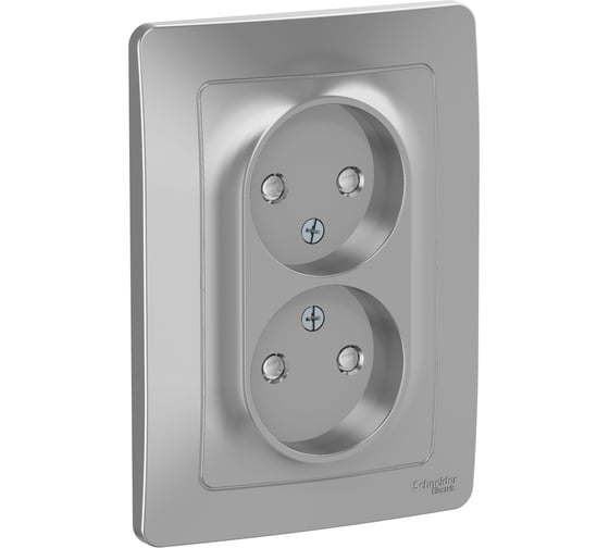 Розетка Systeme Electric (Schneider Electric) Blanca внутр Алюминий 2-ая б/з со шторками, 16А, 250В SE BLNRS000123 6 шт 13606481195156 1