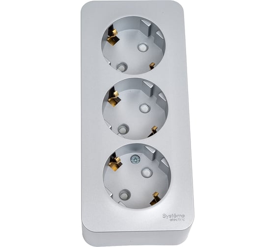 Розетка Systeme Electric (Schneider Electric) Blanca наруж Алюминий 3-ая с/з со шторками 16А, 250В SE BLNRA011313 5 шт 13606481196979 1