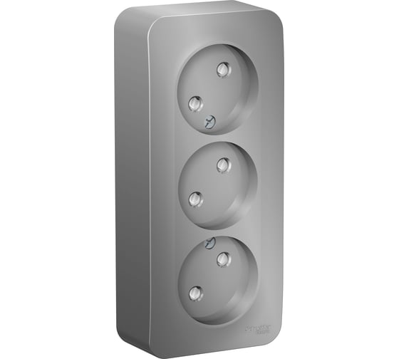 Розетка Systeme Electric (Schneider Electric) Blanca о/у 3-я без заземл. со шторк. изол.пл.,16а,250в,алюминий BLNRA001313 6 шт 13606481196955 1