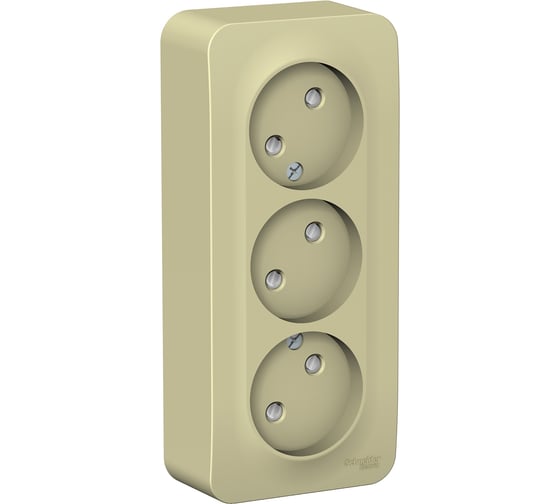 Розетка Systeme Electric (Schneider Electric) Blanca о/у 3-я без заземления со шт. изол.пл.,16а, 250в, бежевый BLNRA001317 6 шт 13606489776333 1