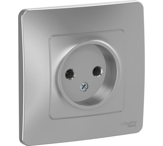 Розетка Systeme Electric (Schneider Electric) BLANCA С/У без заземления без шторок АЛЮМИНИЙ BLNRS000013 10 шт 13606481195101 1