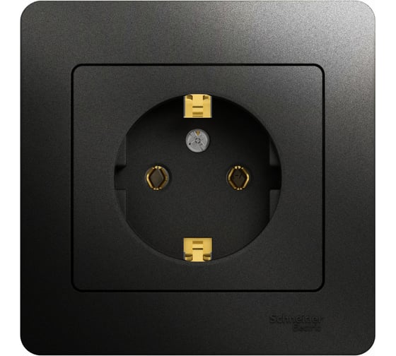 Розетка Systeme Electric (Schneider Electric) Glossa Антрацит с/з, 16А в сборе SE GSL000742 15 шт 13606485436552 1