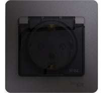 Розетка Systeme Electric (Schneider Electric) Glossa Графит с/з со шторками с крышкой IP44 в сборе GSL001348 5 шт 53606481209226