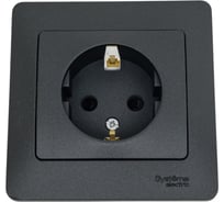 Розетка Systeme Electric (Schneider Electric) Glossa Антрацит с/з со шторками, 16А в сборе SE GSL000744 15 шт 13606485436576