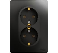 Розетка Systeme Electric (Schneider Electric) Glossa Антрацит 2-ая с/з, 16А в сборе SE GSL000724 10 шт 13606485436460