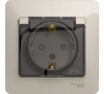 Розетка Systeme Electric (Schneider Electric) Glossa Молочная с/з со шторками с крышкой IP44 в сборе GSL000948 10 шт 13606480982177