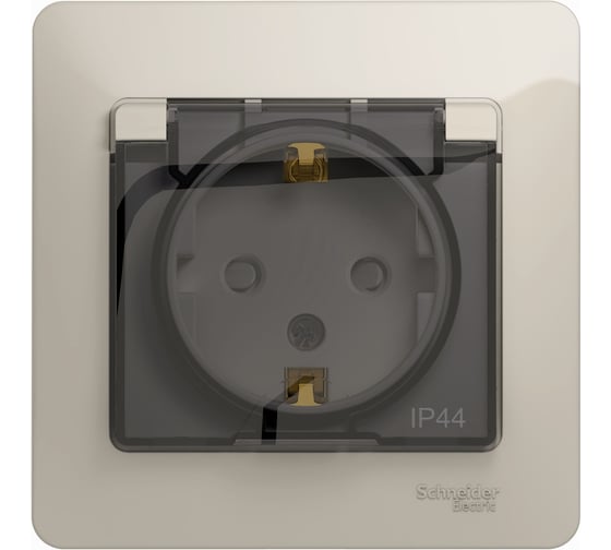 Розетка Systeme Electric (Schneider Electric) Glossa Молочная с/з со шторками с крышкой IP44 в сборе GSL000948 10 шт 13606480982177 1