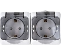 Розетка Systeme Electric (Schneider Electric) Блок ОП Этюд IP44 бел. 2-м с заземл. защ. шторки SchE PA16-244B 7 шт 4690201010692