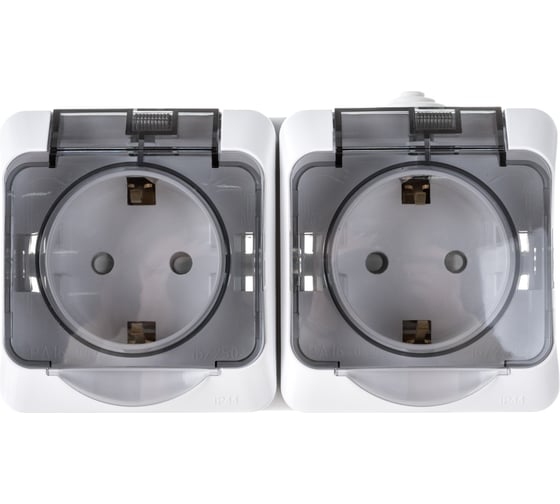 Розетка Systeme Electric (Schneider Electric) Блок ОП Этюд IP44 бел. 2-м с заземл. защ. шторки SchE PA16-244B 7 шт 4690201010692 1