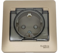 Розетка Systeme Electric (Schneider Electric) GLOSSA с заземлением со шторками с крышкой, 16А, IP4, ТИТАН GSL000448 10 шт 13606480659192