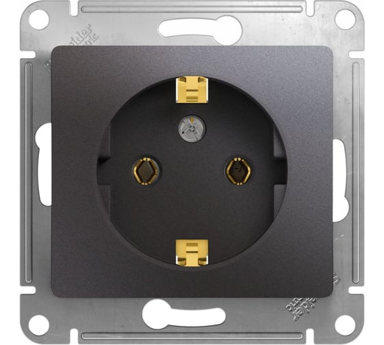 Механизм розетки Systeme Electric (Schneider Electric) 1-м СП Glossa 16А IP20 250В с заземл. графит GSL001343 10 шт 53606481209189 1
