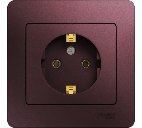 Розетка Systeme Electric (Schneider Electric) Glossa с заземлением,16а, 250в, в сборе,баклажановый GSL001142 5 шт 53606481208472 1