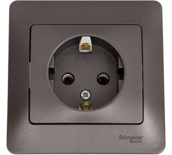 Розетка Systeme Electric (Schneider Electric) Glossa с заземлением,16а, 250в, в сборе,графит GSL001342 5 шт 53606481209172 1