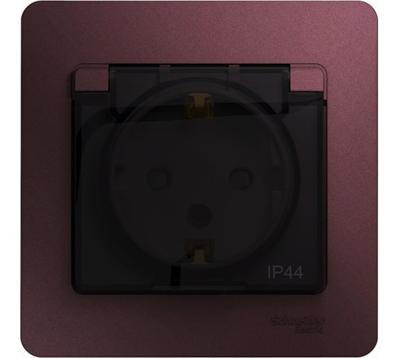 Розетка Systeme Electric (Schneider Electric) Glossa с зазем. со шторками с крышкой,ip44,16а,250в,в сборе,баклажановый GSL001148 5 шт 53606481208526 1