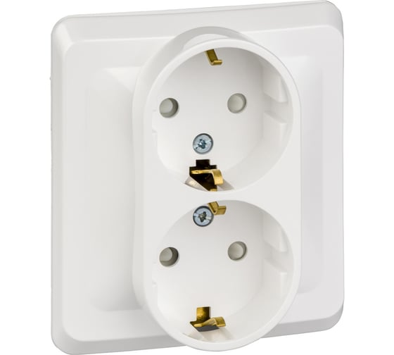 Розетка Systeme Electric (Schneider Electric) 2-м СП Этюд 16А с заземл. защ. шторки бел. SchE PC16-008B 15 шт 4607098940346 1