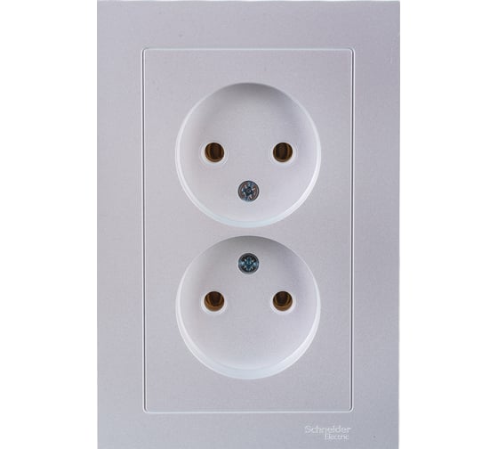 Розетка Systeme Electric (Schneider Electric) 2-м ATLAS DESIGN без заземл. 16А в сборе жемчуг 1240272 ATN000420 6 шт 13606489584273 1