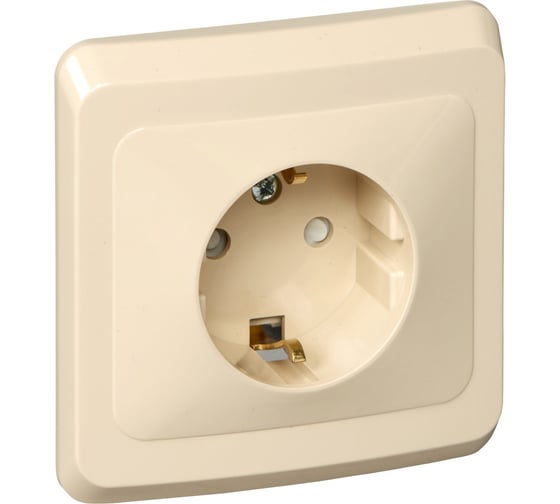 Розетка Systeme Electric (Schneider Electric) 1-м СП Этюд 16А с заземл. защ. шторки крем. SchE PC16-004K 20 шт 4607098941022 1