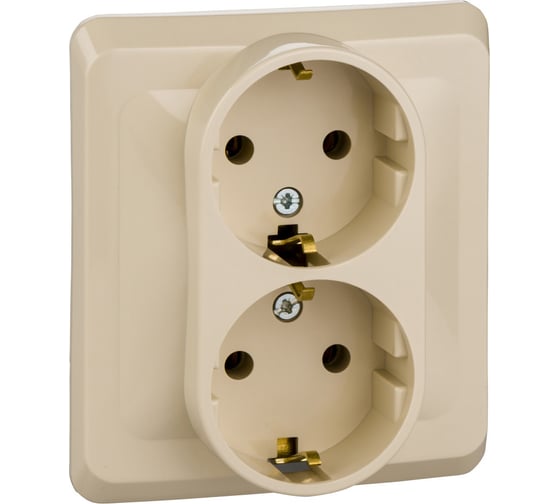 Розетка Systeme Electric (Schneider Electric) 2-м СП Этюд 16А с заземл. крем. PC16-007K 15 шт 4607098941084 1