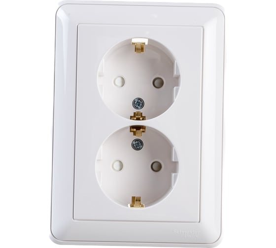 Розетка Systeme Electric (Schneider Electric) 2-м СП W59 заземл. конт. защ. шторки бел. SchE RS16-255-18 6 шт 4607138066616 1