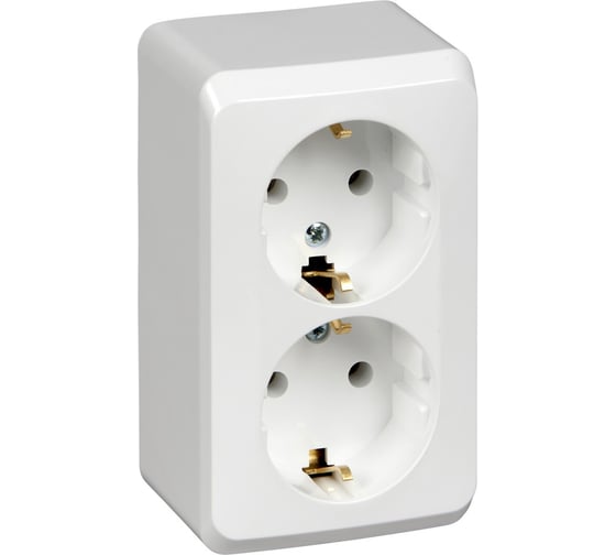 Розетка Systeme Electric (Schneider Electric) 2-м ОП Этюд 16А с заземл. бел. SchE PA16-007B 16 шт 4607098940742 1