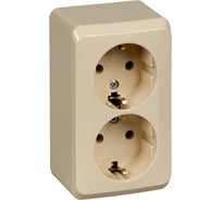 Розетка Systeme Electric (Schneider Electric) 2-м ОП Этюд 16А с заземл. крем. SchE PA16-007K 16 шт 4607098941480