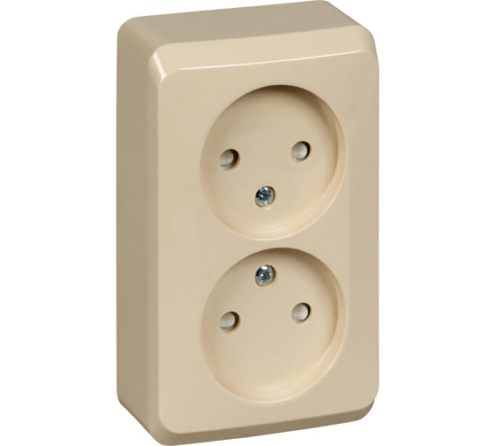 Розетка Systeme Electric (Schneider Electric) 2-м ОП Этюд 16А без заземл. защ. шторки крем SchE PA16-006K 16 шт 4607098941466 1