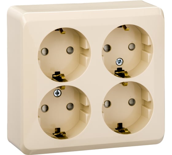 Розетка Systeme Electric (Schneider Electric) 4-м ОП Этюд 16А 250В защ. шторки с заземл. крем. SchE293416 PA16-208K 5 шт 4690201016762 1