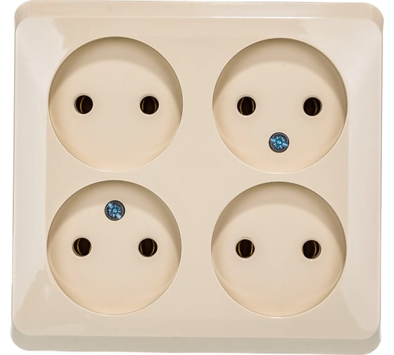 Розетка Systeme Electric (Schneider Electric) ЭТЮД O/У 4-местная без заземления без шторок 16А 250B КРЕМОВЫЙ, PA16-205K 7 шт 4690201016724 1