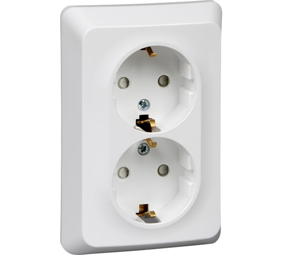 Розетка Systeme Electric (Schneider Electric) ЭТЮД С/У двойная с заземлением со штороками 16А 250B, БЕЛЫЙ PC16-108B 10 шт 13606485439324 1