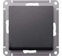 Розетка Systeme Electric Atlasdesign базальт с заземлением, со шторками, с крышкой, 16а, ip20, механизм ATN001446 5 шт 4690201025382