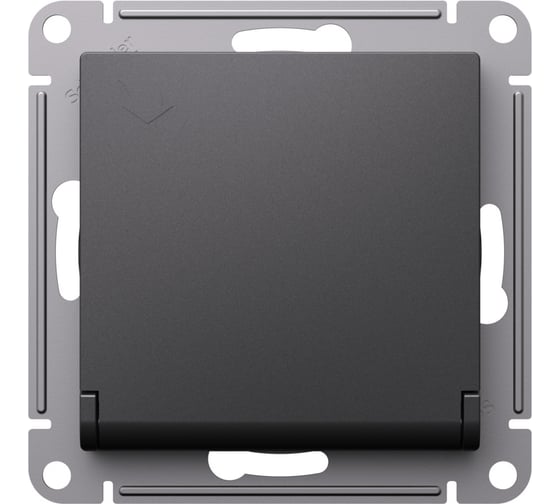 Розетка Systeme Electric Atlasdesign базальт с заземлением, со шторками, с крышкой, 16а, ip20, механизм ATN001446 5 шт 4690201025382 1