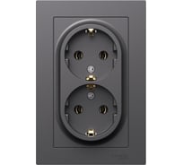 Розетка Systeme Electric Atlasdesign базальт двойная с заземлением, 16а, в сборе ATN001424 6 шт 4690201024743