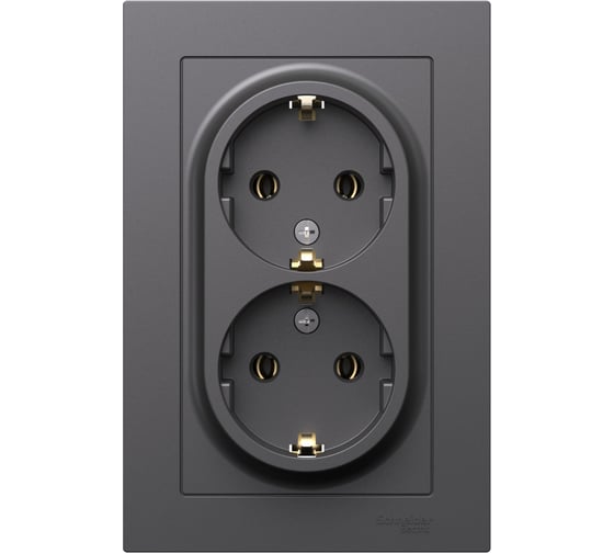 Розетка Systeme Electric Atlasdesign базальт двойная с заземлением, 16а, в сборе ATN001424 6 шт 4690201024743 1