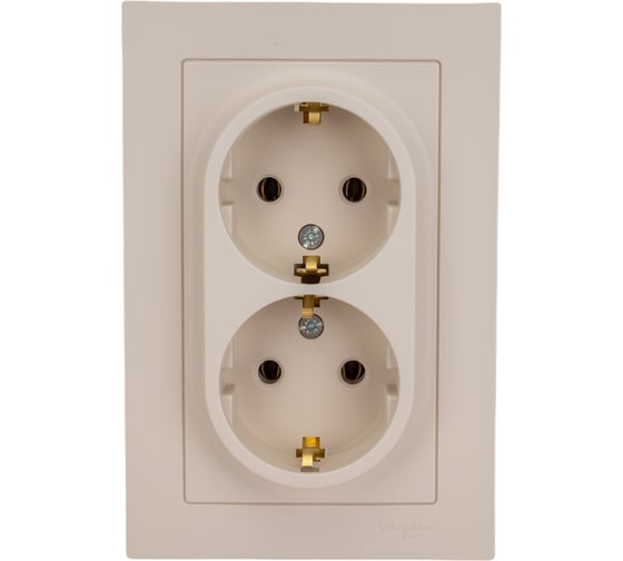 Розетка Systeme Electric Atlasdesign песочный с/з 2-ая,16а, (в сборе с рамкой) ATN001224 6 шт 13606485820191 1