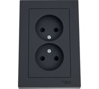 Розетка Systeme Electric Atlasdesign базальт двойная без заземления со шторками,16а, в сборе ATN001422 6 шт 4690201024668